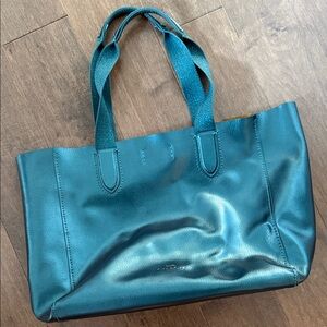Elegant Teal Leather Tote Bag